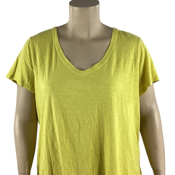 Eileen Fisher Organic Cotton V-Neck Short Sleeve Top Yellow 2X - Picture 2 of 7